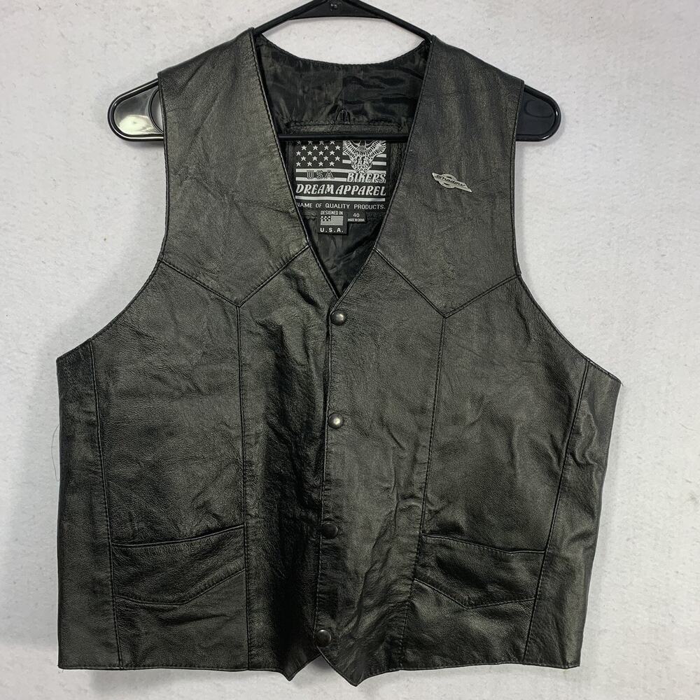 Vintage Bikers Dream Apparel Leather Vest Mens Sz 40 Shadow Honda Pen Motorcycle
